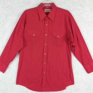 Northern Plains Mens Shirt Western Button Down Pearl Snaps Red Long Sleeve 16 33
